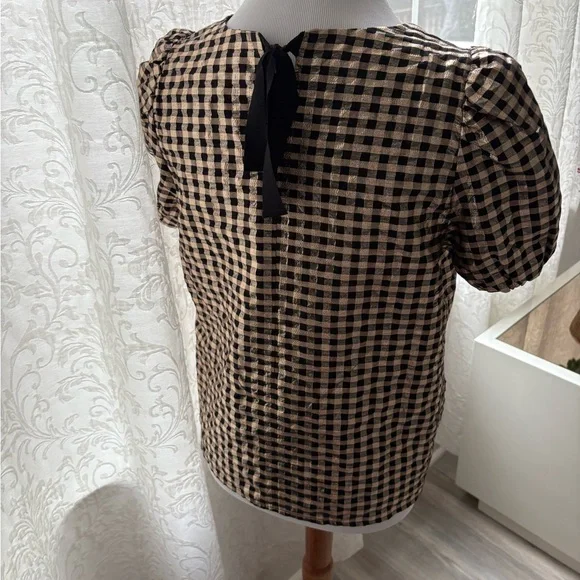 J. Crew Black and Gold Checkered Blouse - Picture 3 of 5